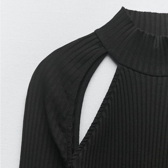 Zara Rib Knit Dress With Cut Outs New - Picture 4 of 10